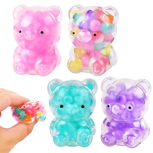 4 Stück Squeeze Toys, Transparenter Bär mit Wasser Perle, Anti Stress Spielzeug Antistressbälle, Süßer Bär Weicher Knautschball Spielzeug, Anti Stress Spielzeug Toys für Erwachsene und Kinder (A) 4 Stück Squeeze Toys, Transparenter Bär mit Wasser Perle, Anti Stress Spielzeug Antistressbälle, Süßer Bär Weicher Knautschball Spielzeug, Anti Stress Spielzeug Toys für Erwachsene und Kinder (A) von Zkaoai