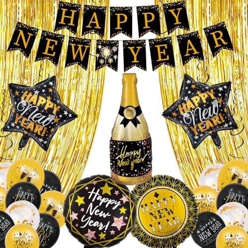 Silvester Deko, 34 Stück Neujahr Silvesterdeko, Neujahrsdeko, Silvester Party Deko, Silvester Luftballon Folienballon, Happy New Year Girlande, Silvesterpartydeko Accessoire für Silvesterparty Silvester Deko, 34 Stück Neujahr Silvesterdeko, Neujahrsdeko, Silvester Party Deko, Silvester Luftballon Folienballon, Happy New Year Girlande, Silvesterpartydeko Accessoire für Silvesterparty von Zkaoai