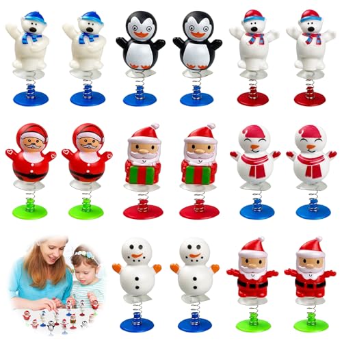 Zkaoai 16 Stücke Springendes Spielzeug, Christmas Jumping Popper Toys for Kids, Aufziehspielzeug Weihnachten, Weihnachten Deko Figuren Uhrwerk Spielzeug, Weihnachten Deko für Weihnachten Thanksgiving von Zkaoai