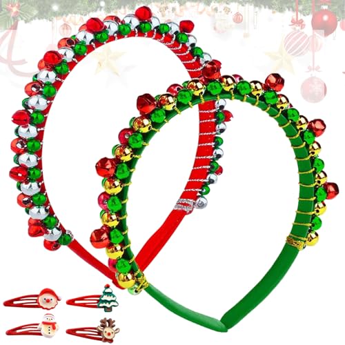 Zkaoai 2 Stück Weihnachts Kopfschmuck, Weihnachten Haarschmuck mit Glöckchen, Weihnachtsstirnband, Weihnachten Haarreif für Kinder Erwachsene, Kopfschmuck Weihnachten Party Zubehör (B) von Zkaoai