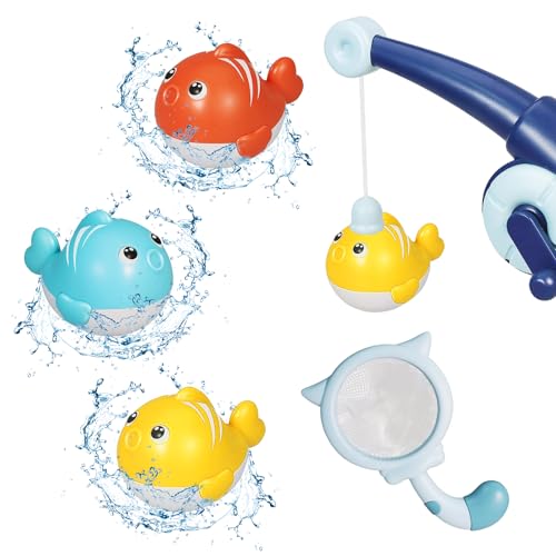 Zkaoai Badespielzeug Baby, Angelspiel Wasser, Wasserspielzeug Kinder mit Fischernetz, Angelspiel Badewannenspielzeug, Angel Badespielzeugset Magnetisch, Geschenk für 1 2 3 4 5 6 Jahre Kleinkind von Zkaoai