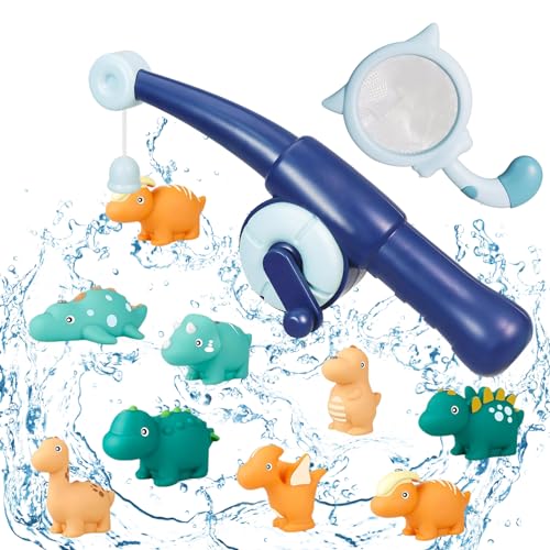 Badespielzeug Baby, 10 Stück Angelspiel Wasser, Wasserspielzeug Kinder mit Fischernetz, Angelspiel Badewannenspielzeug, Angel Badespielzeugset Magnetisch, Geschenk für 1 2 3 4 5 6 Jahre Kleinkind von Zkaoai