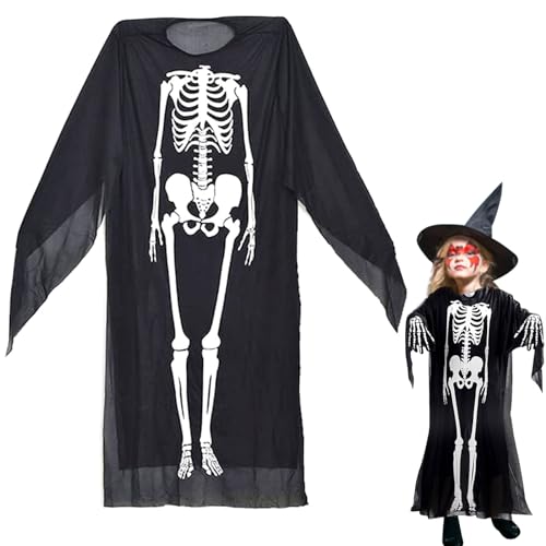 Zkaoai Halloween Kostüm Kinder 90cm, Halloween Skelett Kostüm Kinder, Halloween Kostüm Kinder Skelettkostüm, Kostüm Skelett Kinder für Halloween Weihnachtsfeier Kleid Halloween Party von Zkaoai