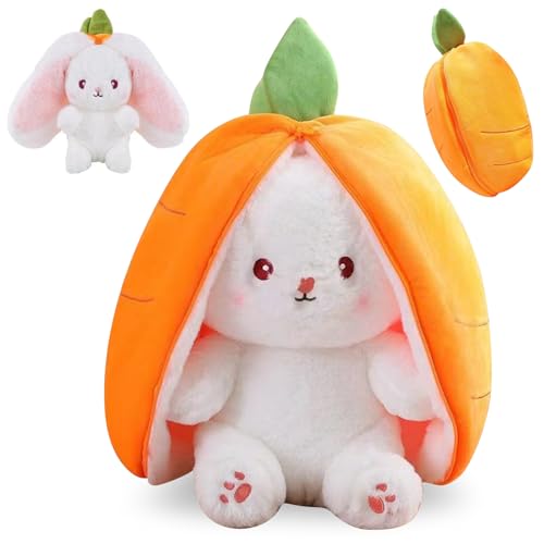 Zkaoai Hasen Verstecken, Plush Hase Erdbeere, Hasen Karotten Plüsch mit Karotten und Erdbeere, Hase Kuscheltier Plüschtiere, Plüschtier Hase Karotte, Osterhase Plüschtier Hase für Jungen und Mädchen von Zkaoai