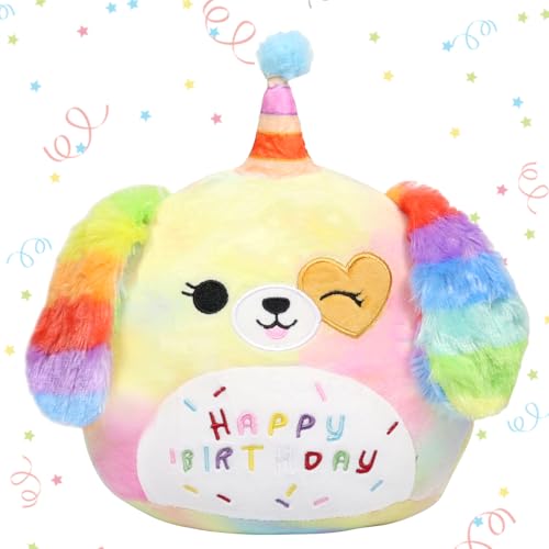 Zkaoai Happy Birthday Stuffed Animal Plüschtier Regenbogen Hund Plüschtier 20cm, süße Plüschtiere, Happy Birthday Regenbogenhund Plüschkissen, Geburtstagsgeschenke für Mädchen Kinder Zkaoai Happy Birthday Stuffed Animal Plüschtier Regenbogen Hund Plüschtier 20cm, süße Plüschtiere, Happy Birthday Regenbogenhund Plüschkissen, Geburtstagsgeschenke für Mädchen Kinder von Zkaoai