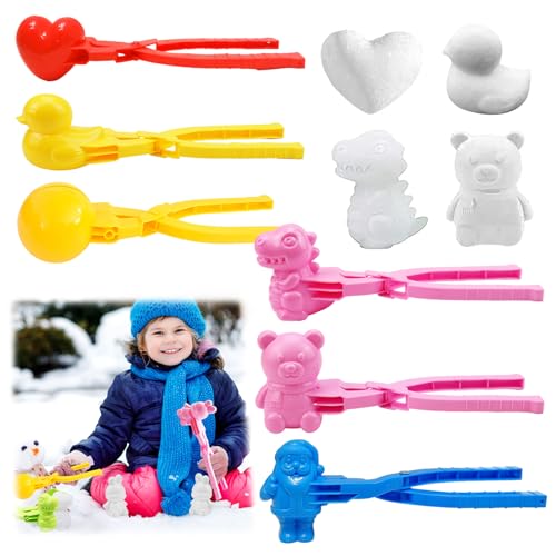 Zkaoai Schneeballzange, 6 Stück Schneeball Former, Sandball Schneeball Clip, Winter Schneeball Maker, Cartoon Schneeball Maker, Schneeballformer, Schneeball Clip für Kinder im Freien Spielen (E) von Zkaoai