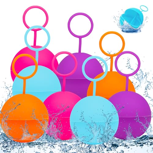 Zkaoai Wasserbomben Wiederverwendbar, Wiederverwendbare Wasserballons mit Zugring, Wasserbomben Selbstschließend, Wasserbomben Set Splash Bälle, Kinder Outdoor Spielzeug, Geeignet für Outdoor, Pool von Zkaoai