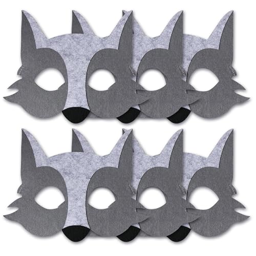 Zkaoai Wolf Fühlte Halb Tier Maskerade Masken, 6 Stück Wolf Kostüm Masken, Wolf Masken Fühlte Halb Tier Kopf Masken, Werwolf Maske für Kostüm Zubehör Halloween Weihnachten Dekorationen Partei Liefert von Zkaoai