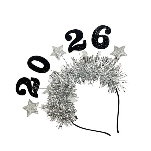 Zktfyshk 2026 Glitzer-Neujahrs-Stirnband mit Stern-Lametta-Dekor, Kopfbedeckung für Damen, Herren, Kinder, Urlaub, Party, Feier, Zubehör Zktfyshk 2026 Glitzer-Neujahrs-Stirnband mit Stern-Lametta-Dekor, Kopfbedeckung für Damen, Herren, Kinder, Urlaub, Party, Feier, Zubehör von Zktfyshk
