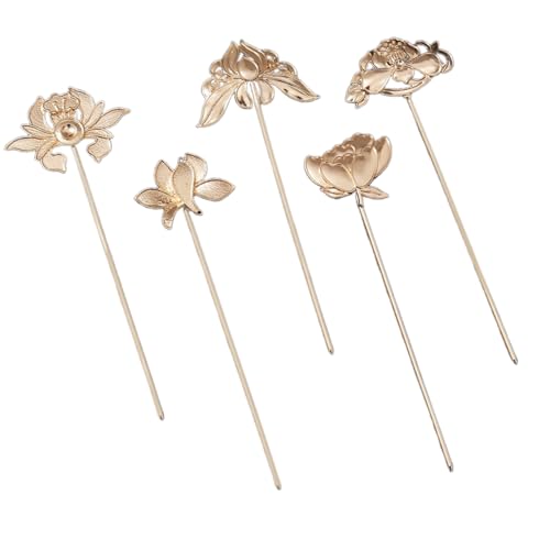 Zktfyshk 5 x traditionelle chinesische Haarnadeln, Haarschmuck, Metall-Blumen-Haarspangen für alte Kostüme, Frauen, Verkleidungsrequisiten Zktfyshk 5 x traditionelle chinesische Haarnadeln, Haarschmuck, Metall-Blumen-Haarspangen für alte Kostüme, Frauen, Verkleidungsrequisiten von Zktfyshk