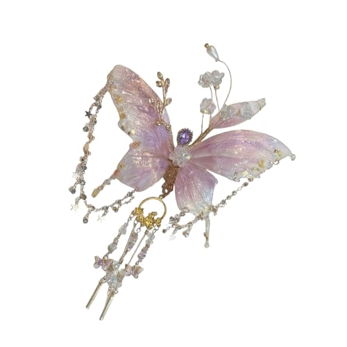 Zktfyshk Elegante Schmetterlings-Haarnadel mit baumelnden Kristallquasten für Frauen, Party, Frisur, kulturelle Veranstaltung, Haar-Accessoire Zktfyshk Elegante Schmetterlings-Haarnadel mit baumelnden Kristallquasten für Frauen, Party, Frisur, kulturelle Veranstaltung, Haar-Accessoire von Zktfyshk