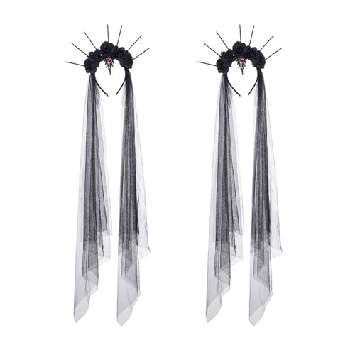 Zktfyshk Elegantes Haarband für Halloween-Partys, Kopfschmuck, Haar-Accessoire, einzigartiger schwarzer langer Kopfschmuck für Partys von Zktfyshk