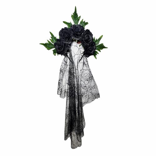 Zktfyshk Halloween Punk Spitze Schleier Stirnbänder mit roten Rosen Cosplays Haarband für Damen Kinder Kostüm Party Zubehör Zktfyshk Halloween Punk Spitze Schleier Stirnbänder mit roten Rosen Cosplays Haarband für Damen Kinder Kostüm Party Zubehör von Zktfyshk