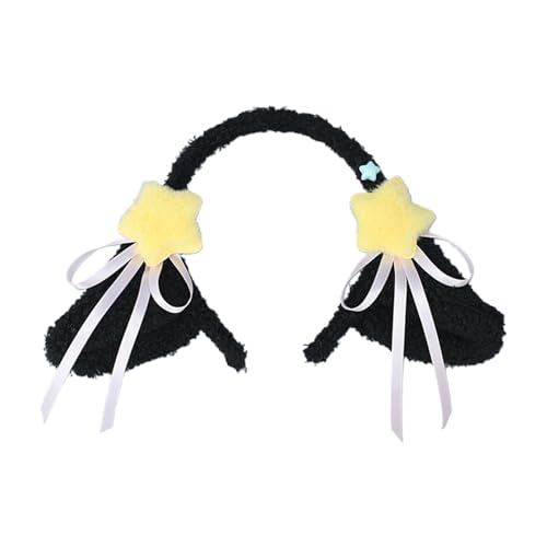 Zktfyshk Pelziger Ohr Hairhoop Für Frauen Mit Fliege Plüsch Haarband Stil Cosplay Stirnband Party Kostüm Maskerade Kopfschmuck von Zktfyshk