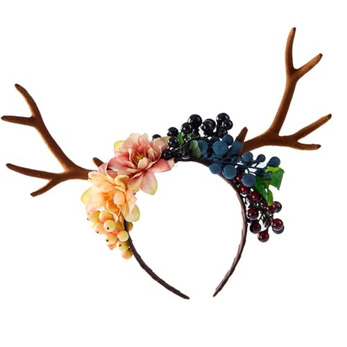 Zktfyshk Punk Floral Hirschgeweih Stirnband mit Beeren und Pilz Detail Haarband für Mottopartys Fotografie Zktfyshk Punk Floral Hirschgeweih Stirnband mit Beeren und Pilz Detail Haarband für Mottopartys Fotografie von Zktfyshk