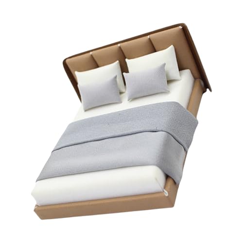 Zkydhbd 1/20 Dollhouses Schlafzimmer Miniatur Doppelbett Und Beddings Realistische Moderne Innenausstattungsraum Szene Accessoire Zkydhbd 1/20 Dollhouses Schlafzimmer Miniatur Doppelbett Und Beddings Realistische Moderne Innenausstattungsraum Szene Accessoire von Zkydhbd