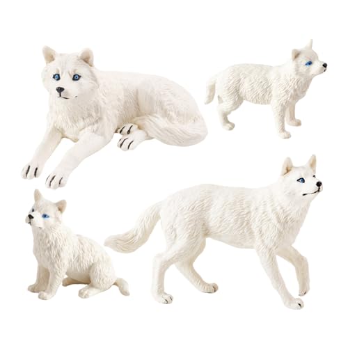 Zkydhbd 4 Stück Wildtier Tiermodell Realistisches Schneewolf Kreatur Spielzeug Für Kinder Und Sammler Spielzeug Dekorative Sammlungsgeschenke von Zkydhbd