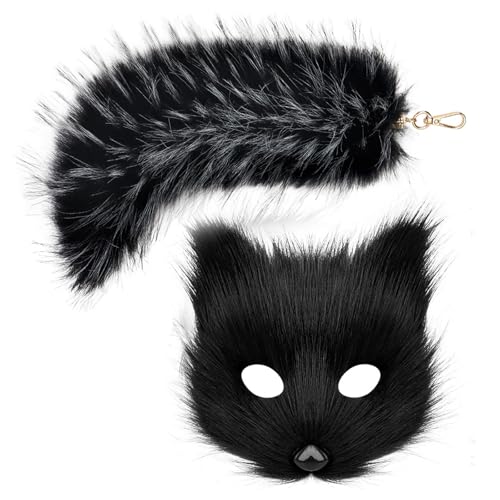Zkydhbd Wolf Füchse Gesichtsabdeckung Kostüm Plüsch Tierschwanz Schlüsselbund Halloween Tierkostüm Dekoration Accessoires Für Frauen Weihnachten Zkydhbd Wolf Füchse Gesichtsabdeckung Kostüm Plüsch Tierschwanz Schlüsselbund Halloween Tierkostüm Dekoration Accessoires Für Frauen Weihnachten von Zkydhbd