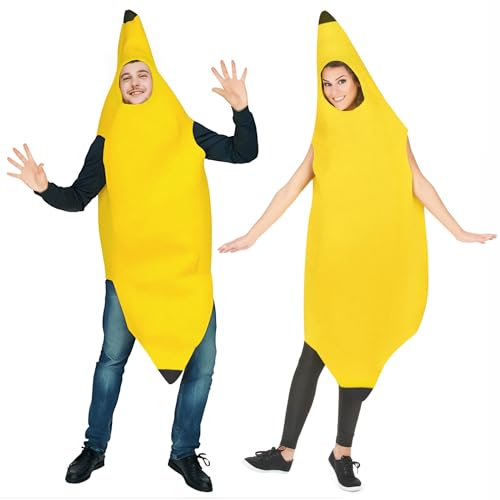 Znnhnn Bananen Kostüm Faschingskostüme Kinder,Bananenanzug Karneval Cosplay Kostüm Bananenkostüm Jungen und Mädchen,Lustig Bananen Jumpsuit Kinderkostüm Banane Gruppen Kostüm für Karneval Bühnenshow von Znnhnn