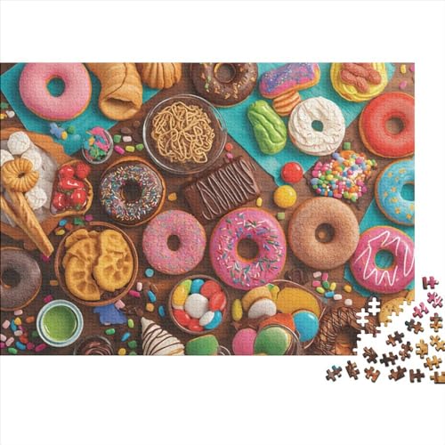 Donuts Dessert 500 Puzzleteile Für Die Ganze Familie Farbenfrohes Legespiel Abwechslungsreiche Delicious Food 500 Teile Puzzle Geschicklichkeitsspiel Geeignet Für Erwachsene 500pcs (52x38cm) von Znnnnnny