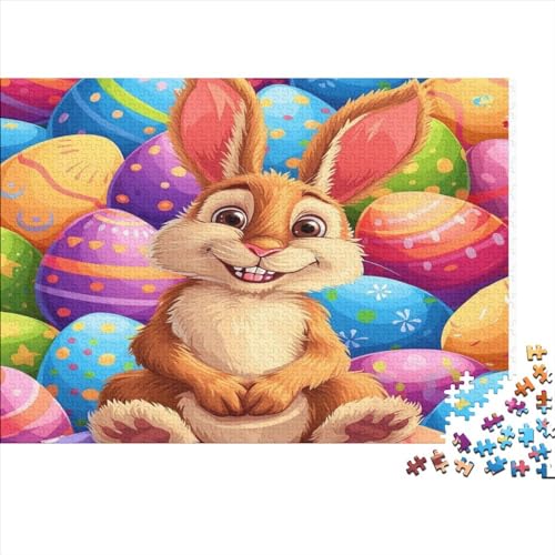 Easter Eggs with Bunny for Easter 1000 Puzzleteile Für Die Ganze Familie Farbenfrohes Legespiel Abwechslungsreiche Colorful Easter Eggs 1000 Teile Puzzle Holz Puzzles Lernspiel Geeignet Für Erwachsene von Znnnnnny