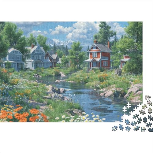 Holiday Homes 300 Puzzleteile Für Die Ganze Familie Farbenfrohes Legespiel Abwechslungsreiche Lakeside Town 300 Teile Puzzle Holz Puzzles Lernspiel Geeignet Für Erwachsene 300pcs (40x28cm) von Znnnnnny