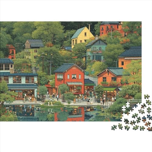 Holiday Homes 300 Puzzleteile Für Die Ganze Familie Farbenfrohes Legespiel Abwechslungsreiche Lakeside Town 300 Teile Puzzle Holz Puzzles Lernspiel Geeignet Für Erwachsene 300pcs (40x28cm) von Znnnnnny