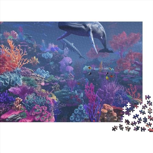 Underwater World 1000 Puzzleteile Für Die Ganze Familie Abwechslungsreiche Blue Whale 1000 Teile Puzzle Holz Puzzles Lernspiel Geeignet Für Erwachsene 1000pcs (75x50cm) von Znnnnnny