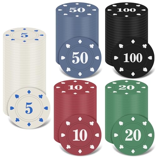 Zocipro 110 Stück Pokerchips, Jetons Chips, Poker Chips mit Nennwerten und schwarzem Samtbeutel, Partyzubehör für Spieleabende, Casino Chips für Poker, Blackjack und Casinospiele von Zocipro