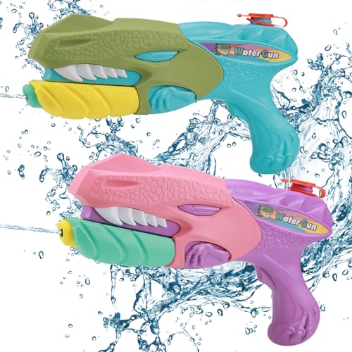 Zocipro 2 Stück Wasserpistole Kinder, Spritzpistole Kinder, Wasserpistolen für Kinder und Erwachsene, Wasserspritzpistolen für Sommer Pool Garten Strand Wasserschlacht, Dinosaurier Wasser Pistolen von Zocipro