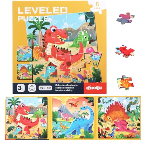 Zocipro Magnetische Puzzle für Kinder, Magnetpuzzle Kinder ab 2-4 Jahre, 25-30-42 Teiliges Dinosaurier Magnet Puzzle, Reise Magnetspiel Geschenk für den Roadtrip von Zocipro