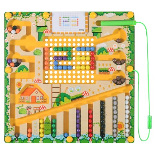 Zocipro Montessori Spielzeug Magnetspiel Labyrinth ab 2 3 4 5 6 Jahre, Kinderspielzeu Magnetspiel Holzspielzeug Lernspiele Busy Board Sortierspiel Motorikspielzeug Geschenke für Mädchen Jungen von Zocipro