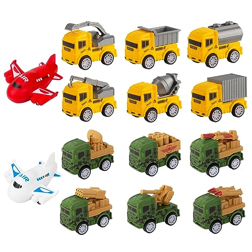 14PCS Auto Spielzeug Kinder Geschenk Set,Zodors Spielzeugfahrzeug-Set für Kleinkinder Mädchen und Jungen Lernspiel Kleinkindern Zurückziehen Stadtautos und Lastwagen Mini Zurückziehen Autos von Zodors