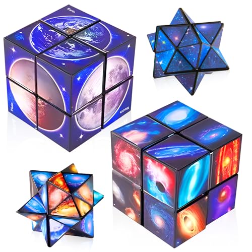 2 in 1 Sternenklarer Himmel Zauberwürfel, Spielzeug Jungen Magic Cube Set 3D Puzzle Würfel Puzzle Zauberwürfel Cube Stressabbau Spielzeug für Kinder Erwachsene von ZoeWei