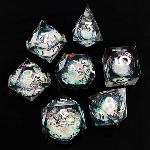 DND Würfel Set, 7-teilig Polyedrische Handgefertigt Harz Scharfe Kante Spielwürfel DND Würfel D&D Würfel für Dungeons and Dragons Pathfinder RPG MTG Pathfinder D4 D6 D8 D10 D% D12 D20 von ZoeWei