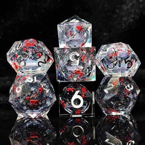 DND Würfel Set, 7-teilig Polyedrische Handgefertigt Harz Scharfe Kante Würfelset D&D Würfel für Dungeons and Dragons Pathfinder RPG MTG Pathfinder D4 D6 D8 D10 D% D12 D20 von ZoeWei