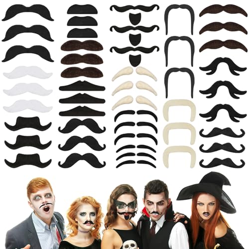 Schnurrbart zum Ankleben, 48 Stück Schnauzer Zum Ankleben Schnurrbart Selbstklebende Bärte, Falscher Bart Vielfalt für Karneval,80er Party & Cosplay,Klebebart Sortiment, Klebe Fake Bart Schnurrbart zum Ankleben, 48 Stück Schnauzer Zum Ankleben Schnurrbart Selbstklebende Bärte, Falscher Bart Vielfalt für Karneval,80er Party & Cosplay,Klebebart Sortiment, Klebe Fake Bart von ZoeWei
