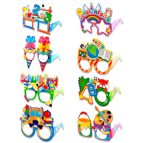 ZoeWei Einschulung Deko, 8 Stück Schulanfang Schulkind Brille Schulanfang Deko Mädchen Junge Einschulungsdeko Papier Partybrille Buchstaben 123 Schulanfang Partybrillen für Kinder Party ZoeWei Einschulung Deko, 8 Stück Schulanfang Schulkind Brille Schulanfang Deko Mädchen Junge Einschulungsdeko Papier Partybrille Buchstaben 123 Schulanfang Partybrillen für Kinder Party von ZoeWei