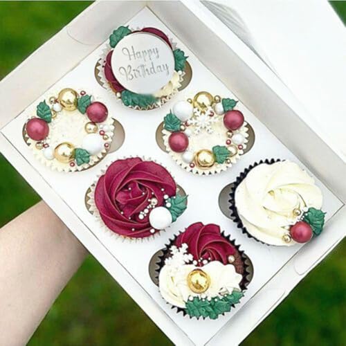 Happy Birthday Cupcake-Scheiben aus Acryl, 51020 Stück, Roségold, Party, Feier (5 Stück, Silber) von Zoegneer