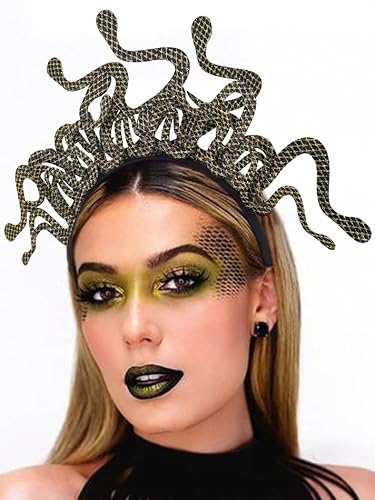 Zoestar Medusa Schlange Stirnband Griechische Göttin Kopfschmuck Halloween Dress Up Kopfschmuck Karneval Party Kostüm Haarschmuck für Damen und Mädchen (Schwarz) von Zoestar