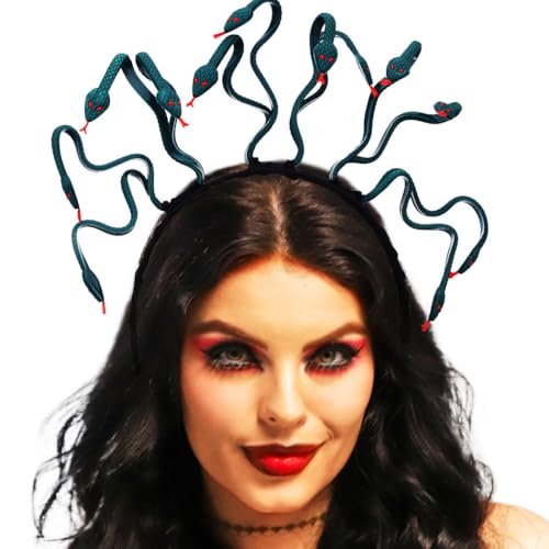 Zoestar Medusa Schlangen-Stirnband, griechische Göttin, Kopfschmuck, Halloween-Kostüm, Haarreifen, ägyptische Verkleidung, Party, Haarschmuck für Damen und Mädchen (grün) von Zoestar