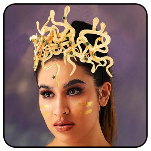 Zoestar Medusa Schlangenkrone Stirnband, goldene griechische Göttin, Kopfschmuck, Halloween-Verkleidung, Kopfschmuck, Karnevalsparty, Kostüm, Haarschmuck für Frauen von Zoestar