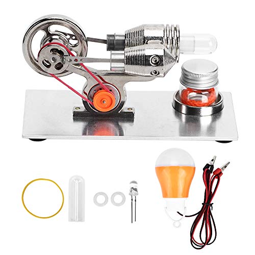 Heißluft-Stirlingmotor-Motormodell, Dampfmaschinen-Physikspielzeug, buntes LED-Stirlingmotor-Lernspielzeug, für Labor-Unterrichtsmodell (Silber) von Zoeyilan