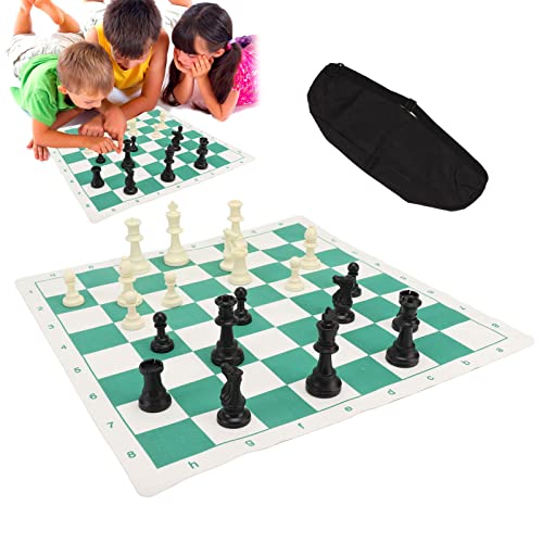 Schach- und Dame-Set, faltbares, aufrollbares Reiseschachspiel, Schach, 2-in-1-Reisebrettspiele mit Aufbewahrungstasche, für Erwachsene, 19,6 Zoll von Zoeyilan