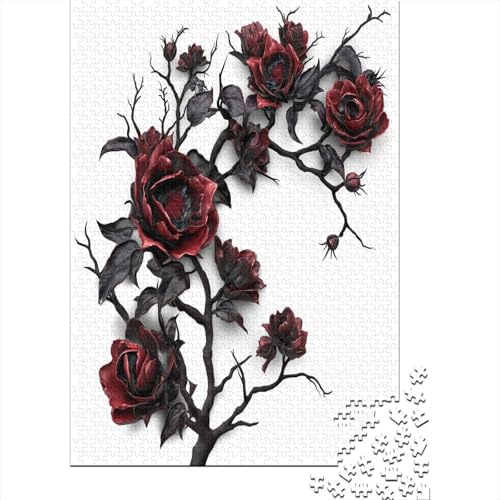 Rose Puzzle 1000 Teile,für Erwachsene, Impossible Puzzle,farbenfrohes Legespiel,GesKükenlichkeitsspiel Für Die Ganze Familie,Erwachsenenpuzzle Puzzel 1000pcs (75x50cm) von ZoikOm