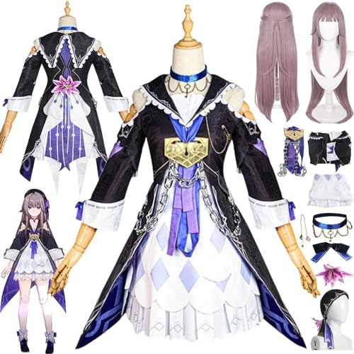 Honkai Star Rail Herta Cosplay Kostüm Outfit Spielzeugfigur Schwarze Uniform Komplettset Halloween Karneval Dress Up Anzug Mit Hut Kopfbedeckung Perücke von ZoikoM