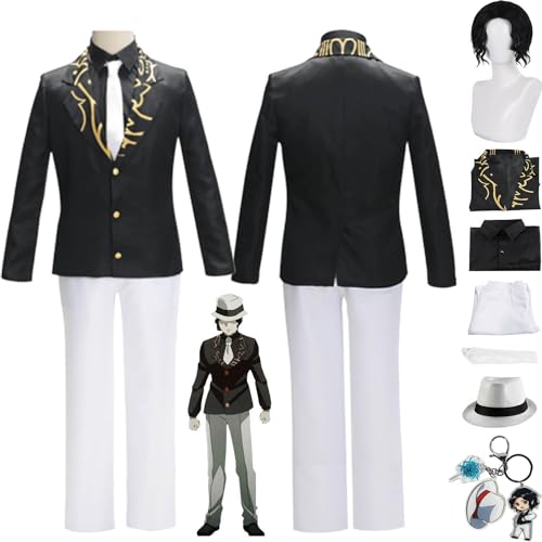 ZoikoM Anime Kibutsuji Muzan Cosplay Kostüm Outfit Dämonentöter Kanroji Mitsuri Uniform Komplettset Halloween Karneval Party Dress Up Anzug mit Hut Perücke Schlüsselanhänger für Männer Jungen von ZoikoM