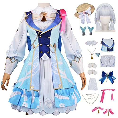 ZoikoM Genshin Impact Ayaka Cosplay Kostüm Komplettes Set mit Perücke Genshin Ayaka Cosplay Verkleidung Ayaka Neue Kleidung Cosplay Halloween Karneval Party Bühnenauftritt Kostüm Erwachsene von ZoikoM