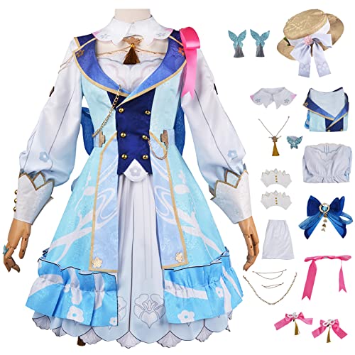 ZoikoM Genshin Impact Ayaka Cosplay Kostüm Komplettes Set mit Perücke Genshin Ayaka Cosplay Verkleidung Ayaka Neue Kleidung Cosplay Halloween Karneval Party Bühnenauftritt Kostüm Erwachsene von ZoikoM