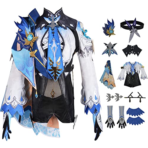 ZoikoM Genshin Impact Eula Cosplay Kostüm Komplettes Set mit Perücke Genshin Eula Cosplay Verkleidung Eula Cosplay Uniform Halloween Karneval Party Bühnenauftritt Kostüm Erwachsene von ZoikoM